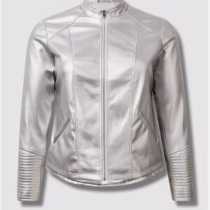 Torrid Silver Faux Leather Moto Jacket Size 4